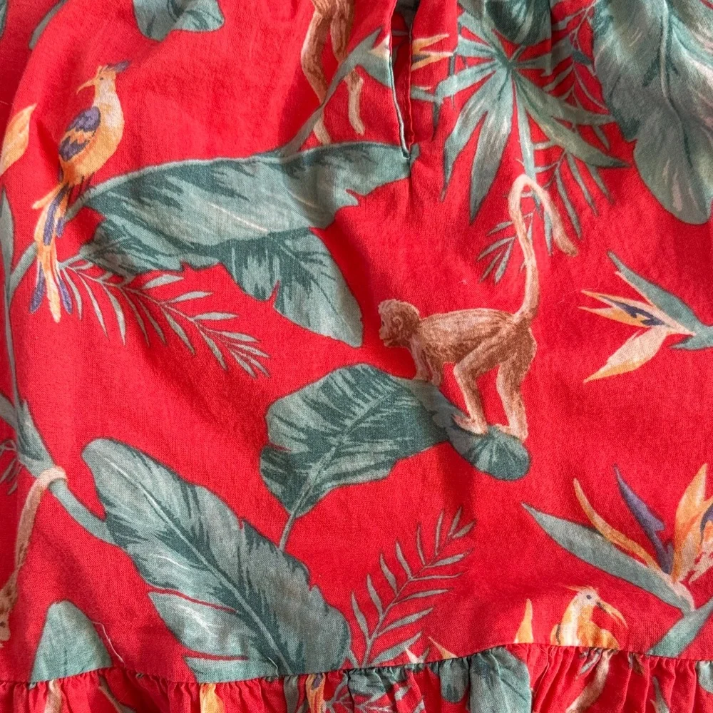 Janie and Jack Vibrant Red Floral Monkey Dress Sz 4